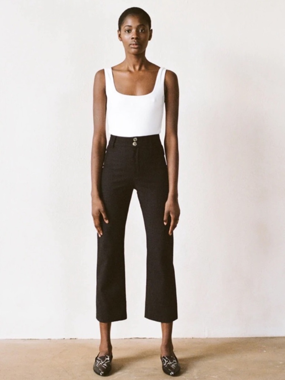 Maria Stanley‎ Luna Pant Noir Black Wide Leg Cropped Womens Size 4